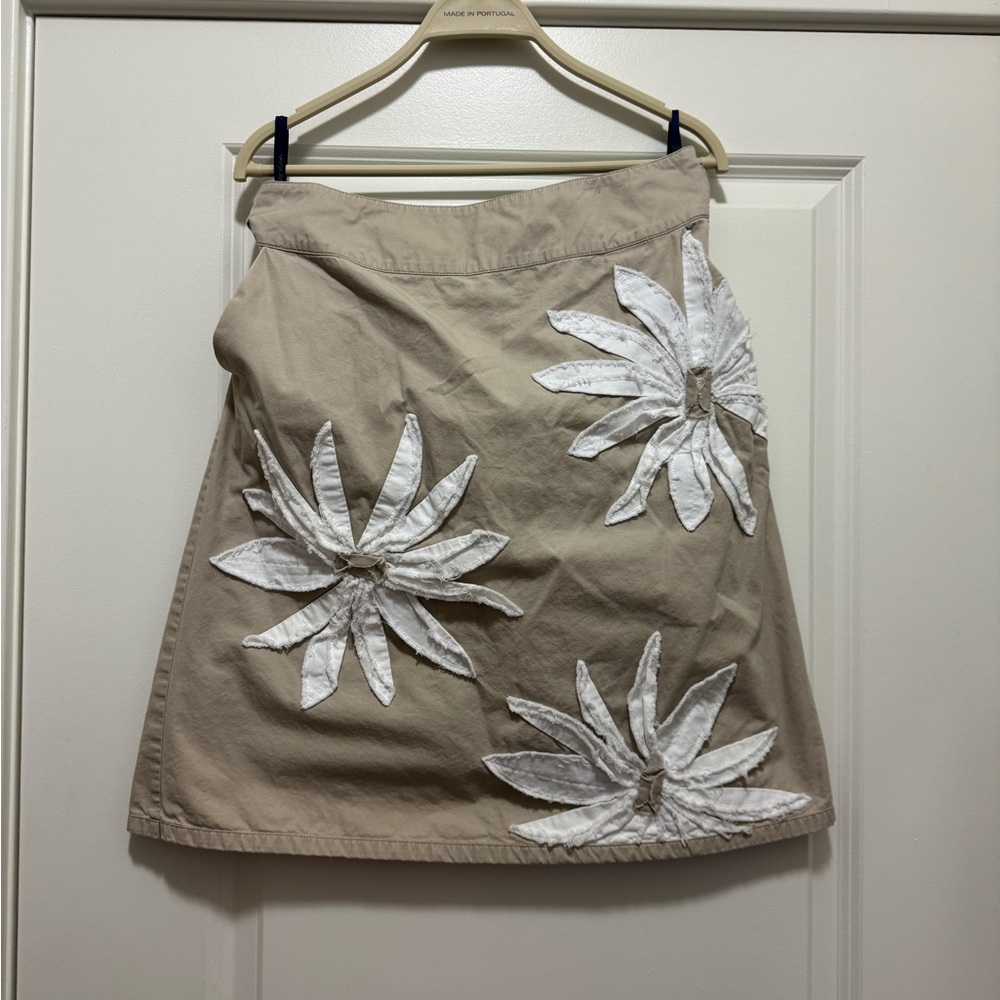 Boden Tan Cream Mini A-Line Skirt Embellished